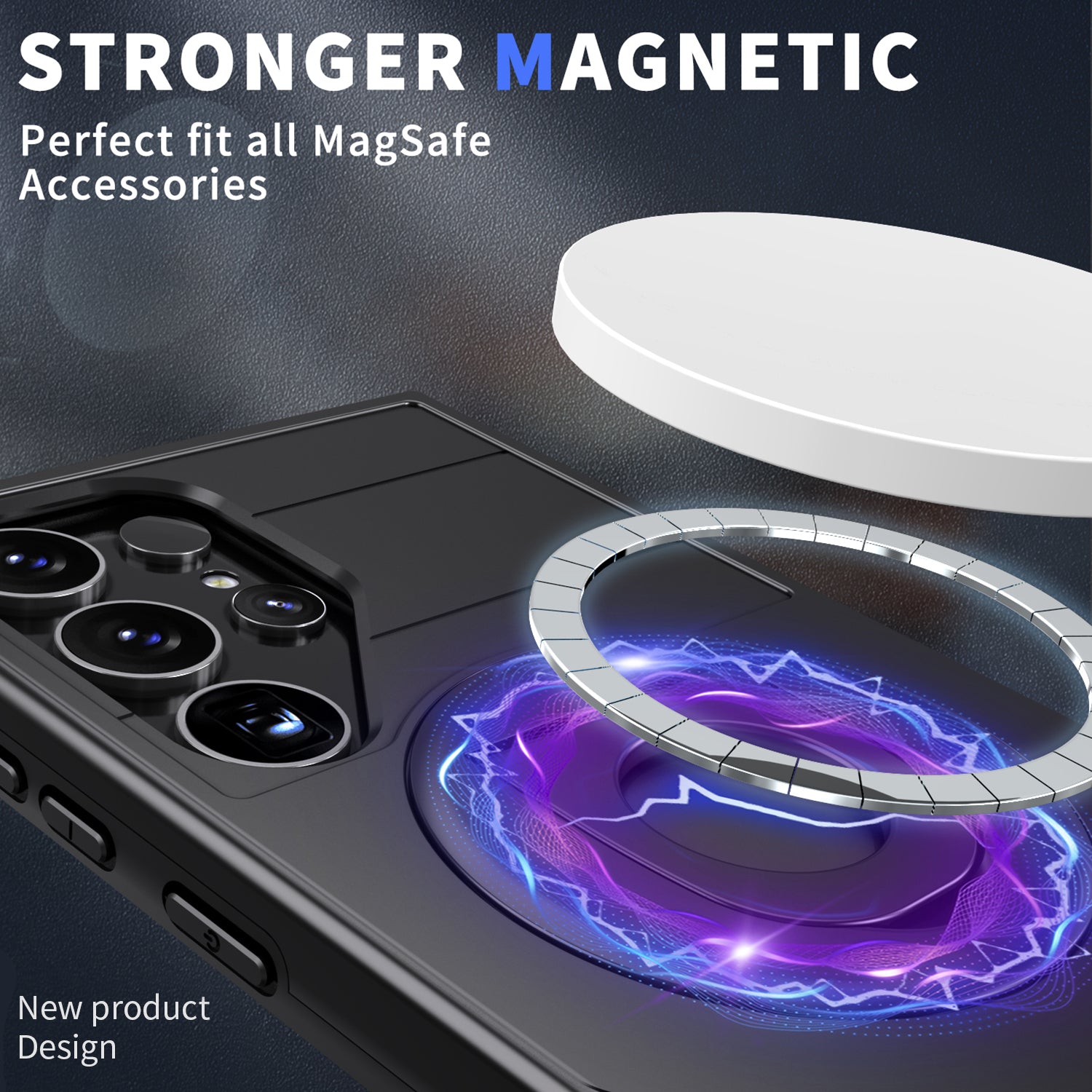 Samsung Galaxy S24 Ultra Magnetic Scratch-Proof PC+TPU Phone Cover with Rotary Kickstand Case