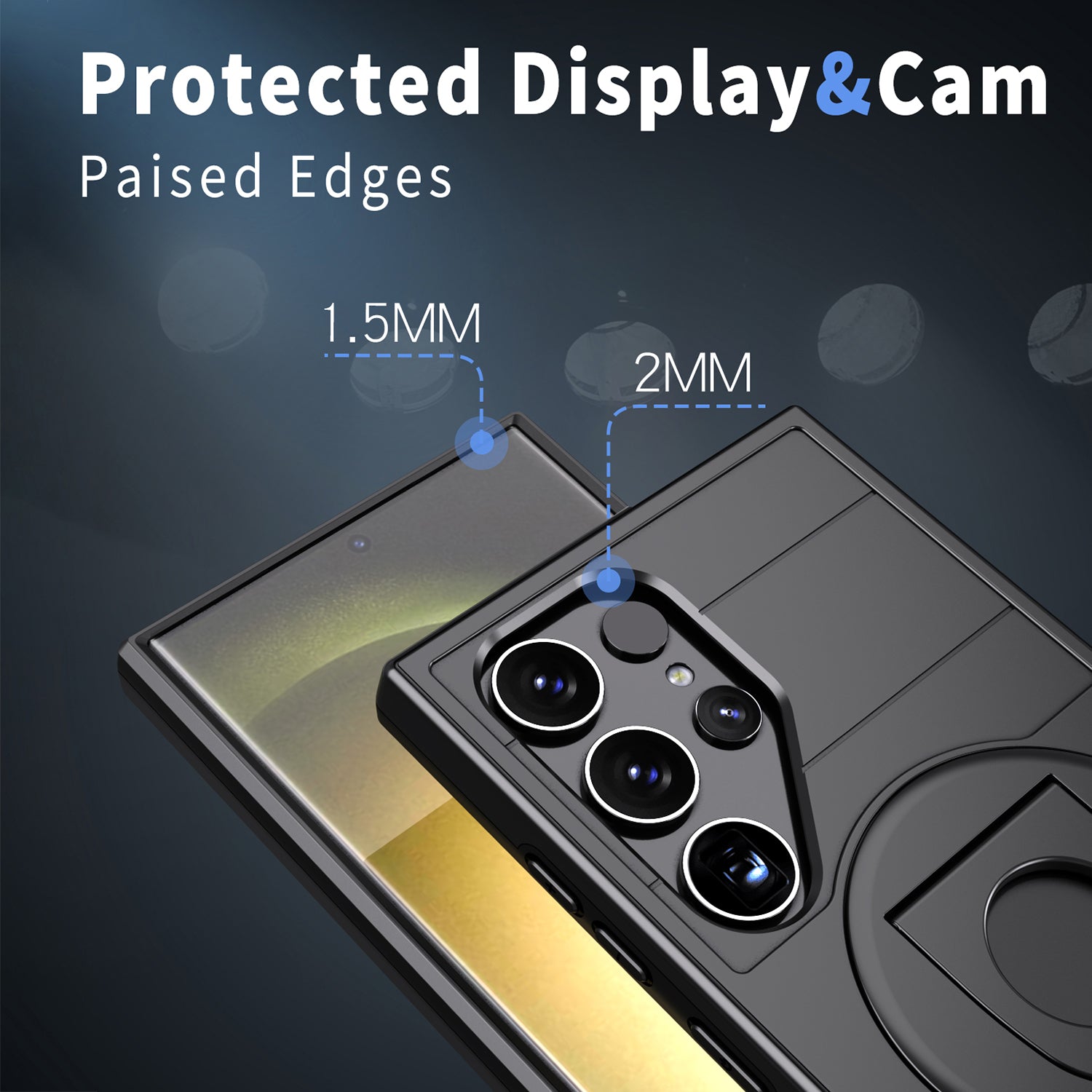 Samsung Galaxy S24 Ultra Magnetic Scratch-Proof PC+TPU Phone Cover with Rotary Kickstand Case