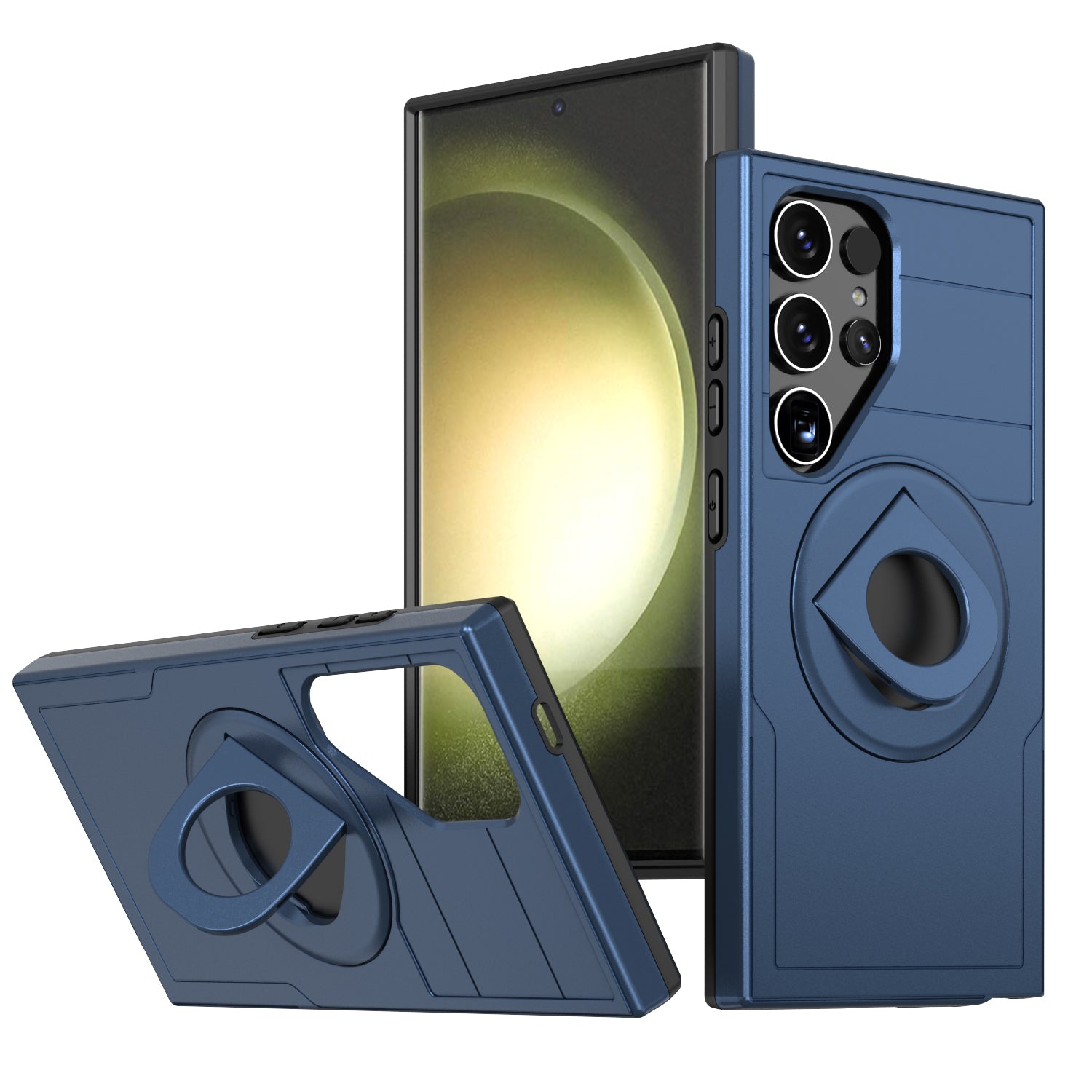 Samsung Galaxy S24 Ultra Magnetic Scratch-Proof PC+TPU Phone Cover with Rotary Kickstand Case