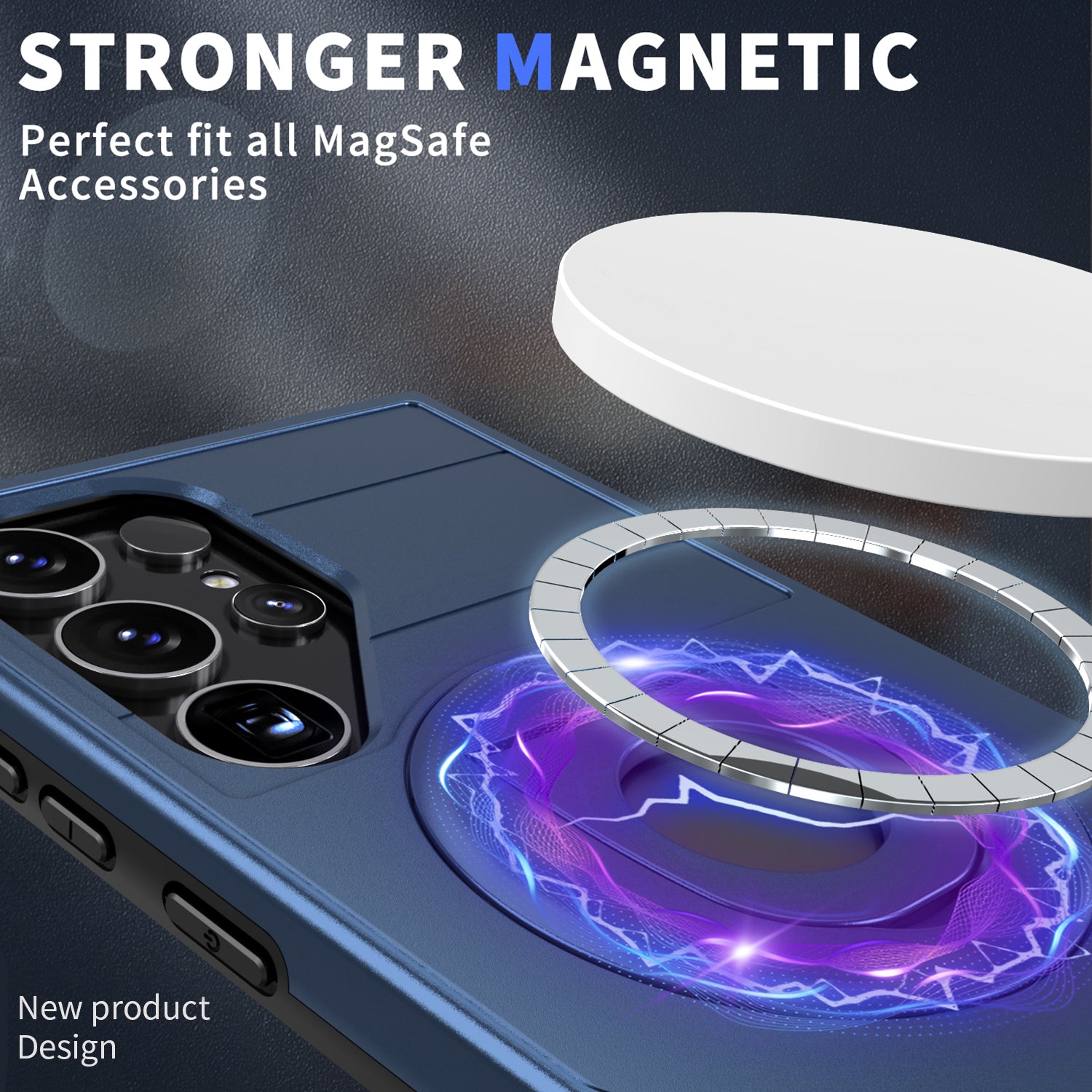 Samsung Galaxy S24 Ultra Magnetic Scratch-Proof PC+TPU Phone Cover with Rotary Kickstand Case