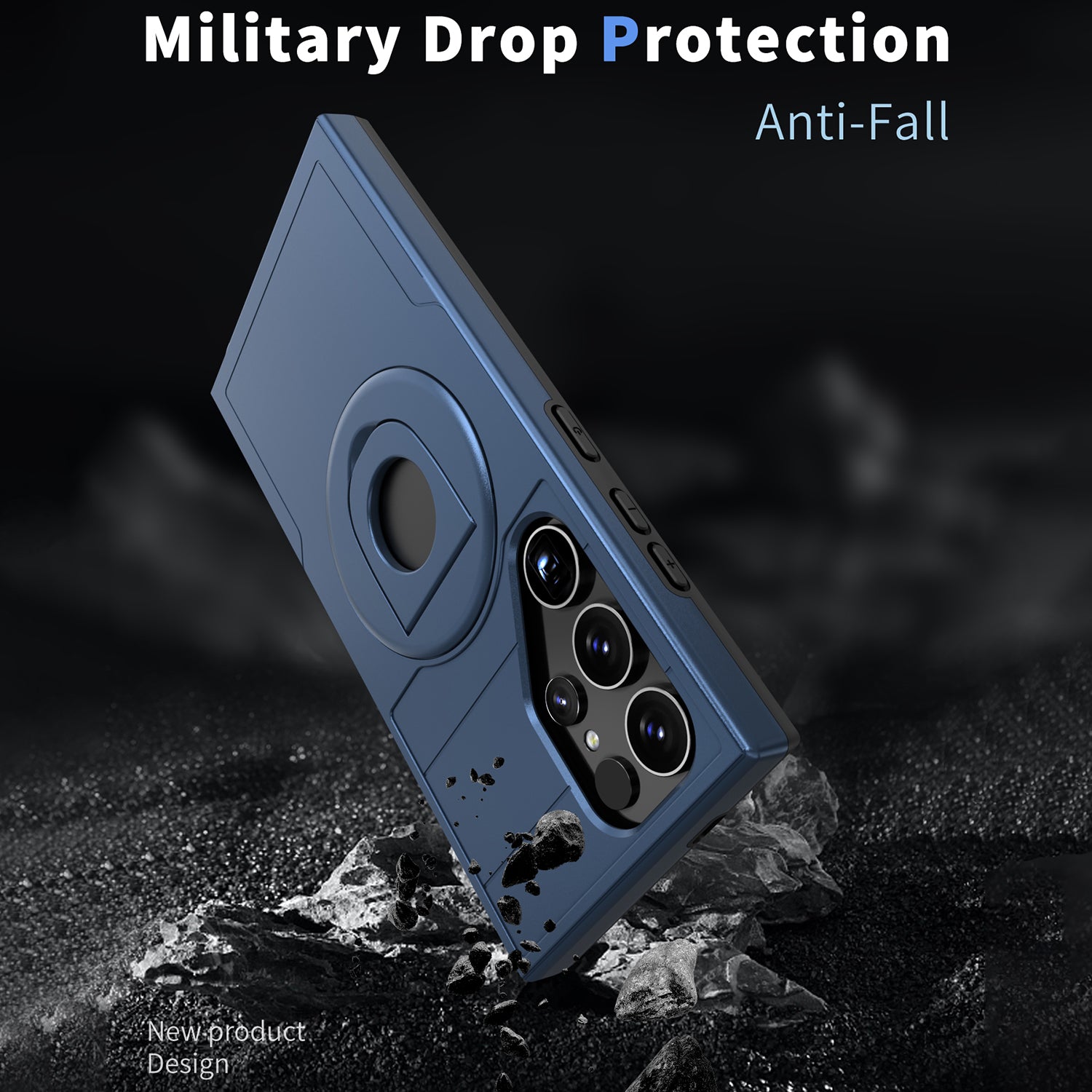 Samsung Galaxy S24 Ultra Magnetic Scratch-Proof PC+TPU Phone Cover with Rotary Kickstand Case