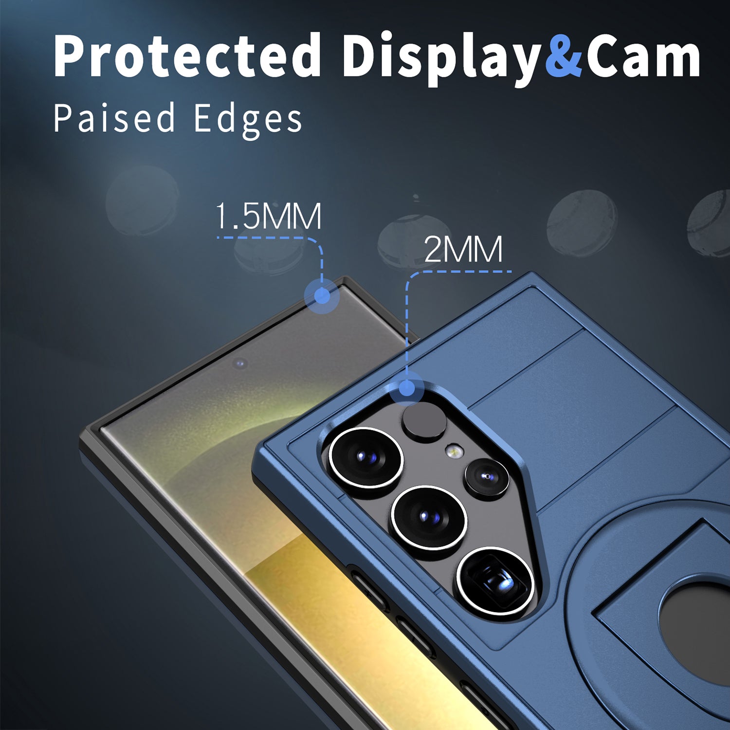 Samsung Galaxy S24 Ultra Magnetic Scratch-Proof PC+TPU Phone Cover with Rotary Kickstand Case
