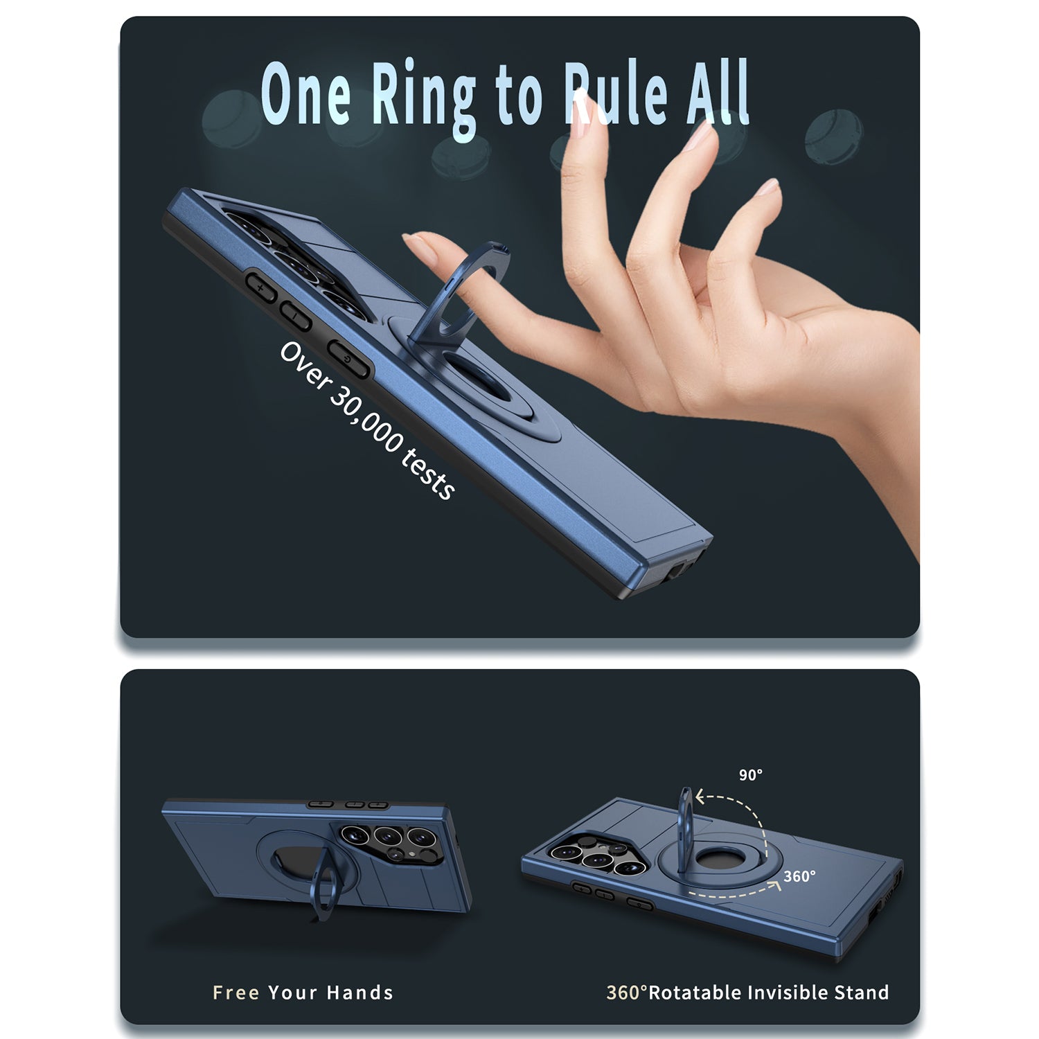Samsung Galaxy S24 Ultra Magnetic Scratch-Proof PC+TPU Phone Cover with Rotary Kickstand Case