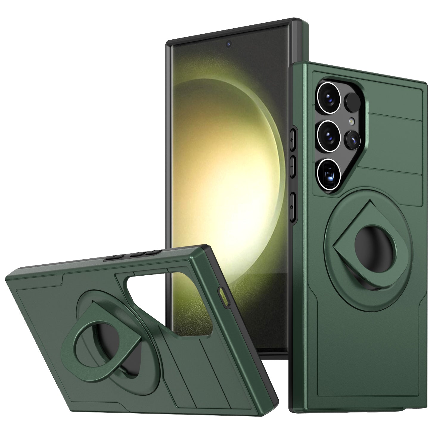 Samsung Galaxy S24 Ultra Magnetic Scratch-Proof PC+TPU Phone Cover with Rotary Kickstand Case