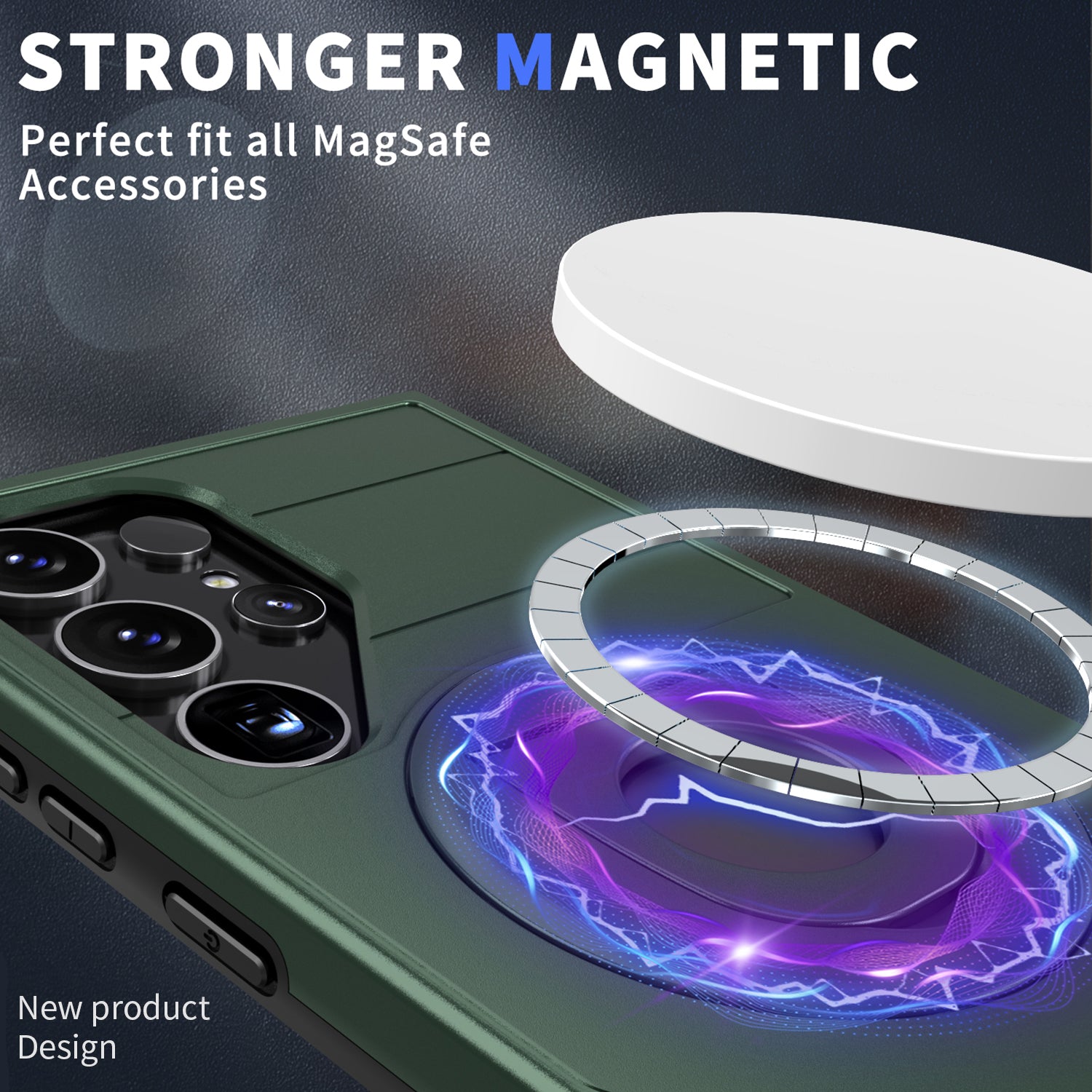 Samsung Galaxy S24 Ultra Magnetic Scratch-Proof PC+TPU Phone Cover with Rotary Kickstand Case