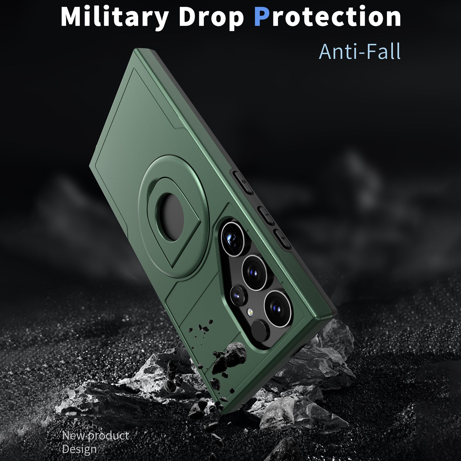 Samsung Galaxy S24 Ultra Magnetic Scratch-Proof PC+TPU Phone Cover with Rotary Kickstand Case