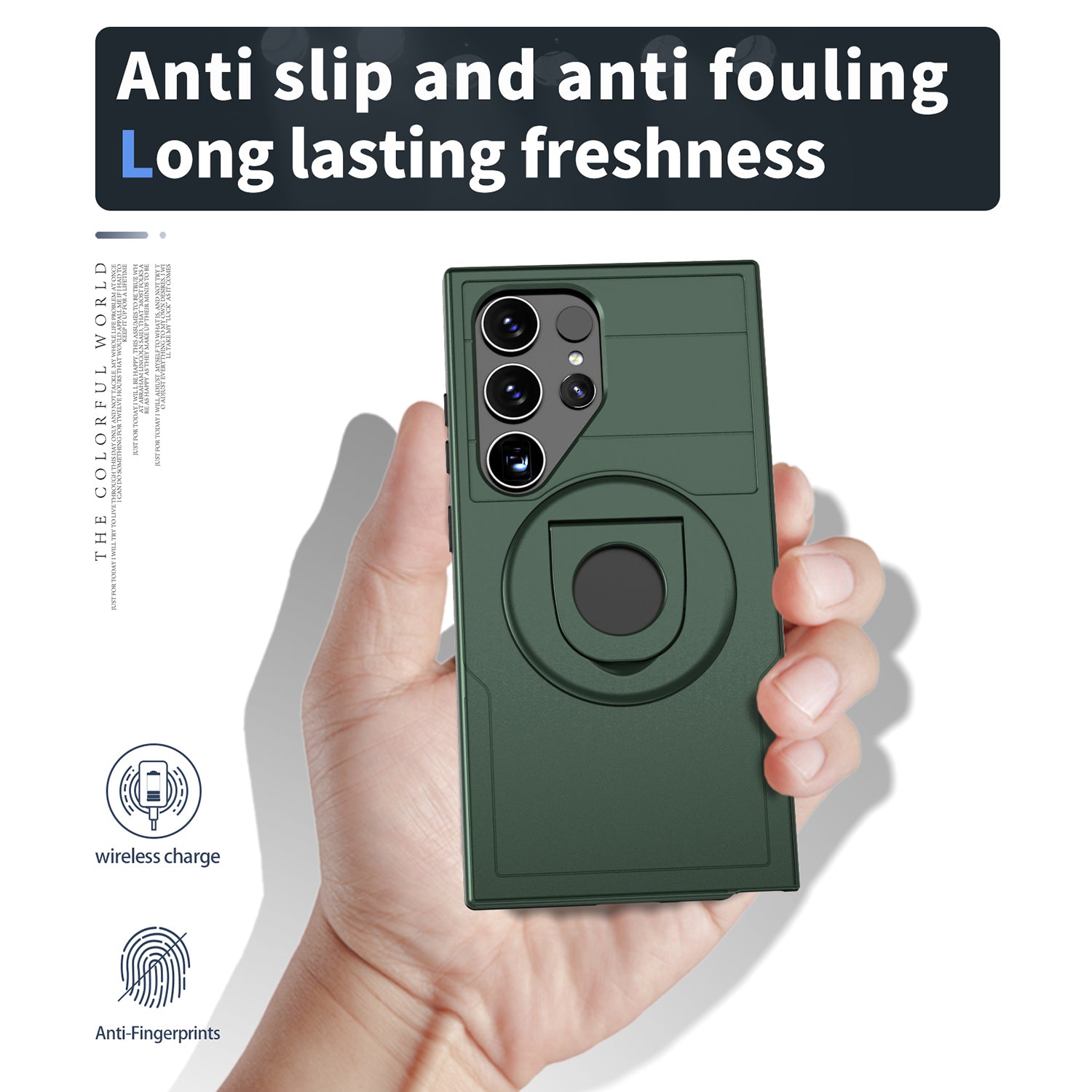 Samsung Galaxy S24 Ultra Magnetic Scratch-Proof PC+TPU Phone Cover with Rotary Kickstand Case