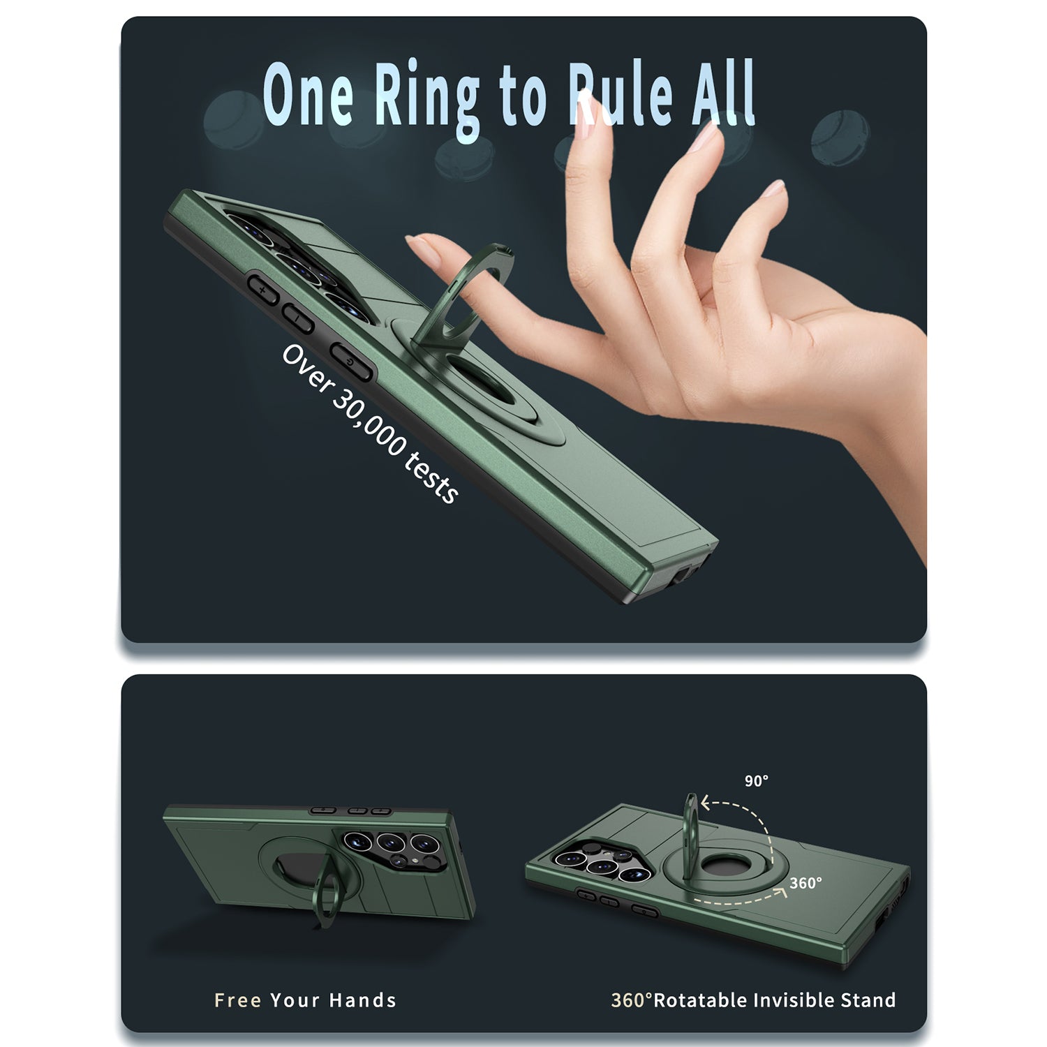 Samsung Galaxy S24 Ultra Magnetic Scratch-Proof PC+TPU Phone Cover with Rotary Kickstand Case