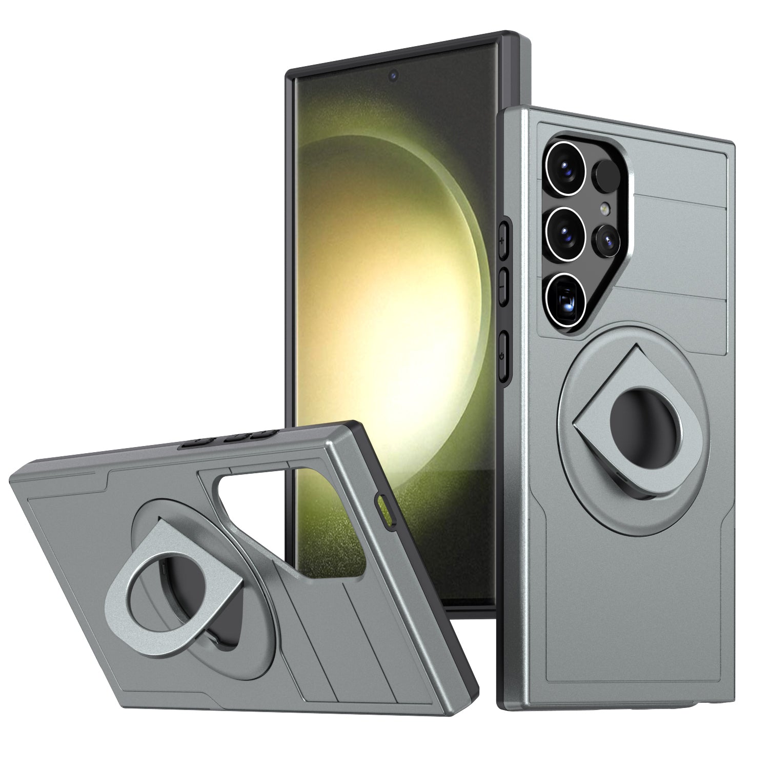 Samsung Galaxy S24 Ultra Magnetic Scratch-Proof PC+TPU Phone Cover with Rotary Kickstand Case