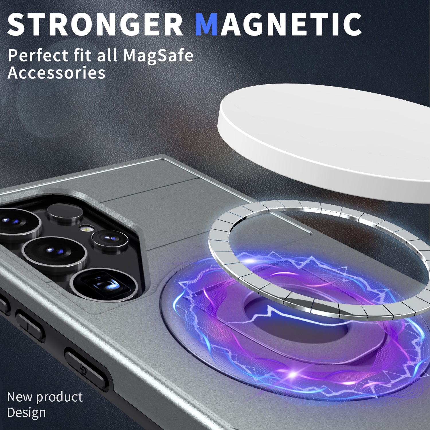 Samsung Galaxy S24 Ultra Magnetic Scratch-Proof PC+TPU Phone Cover with Rotary Kickstand Case