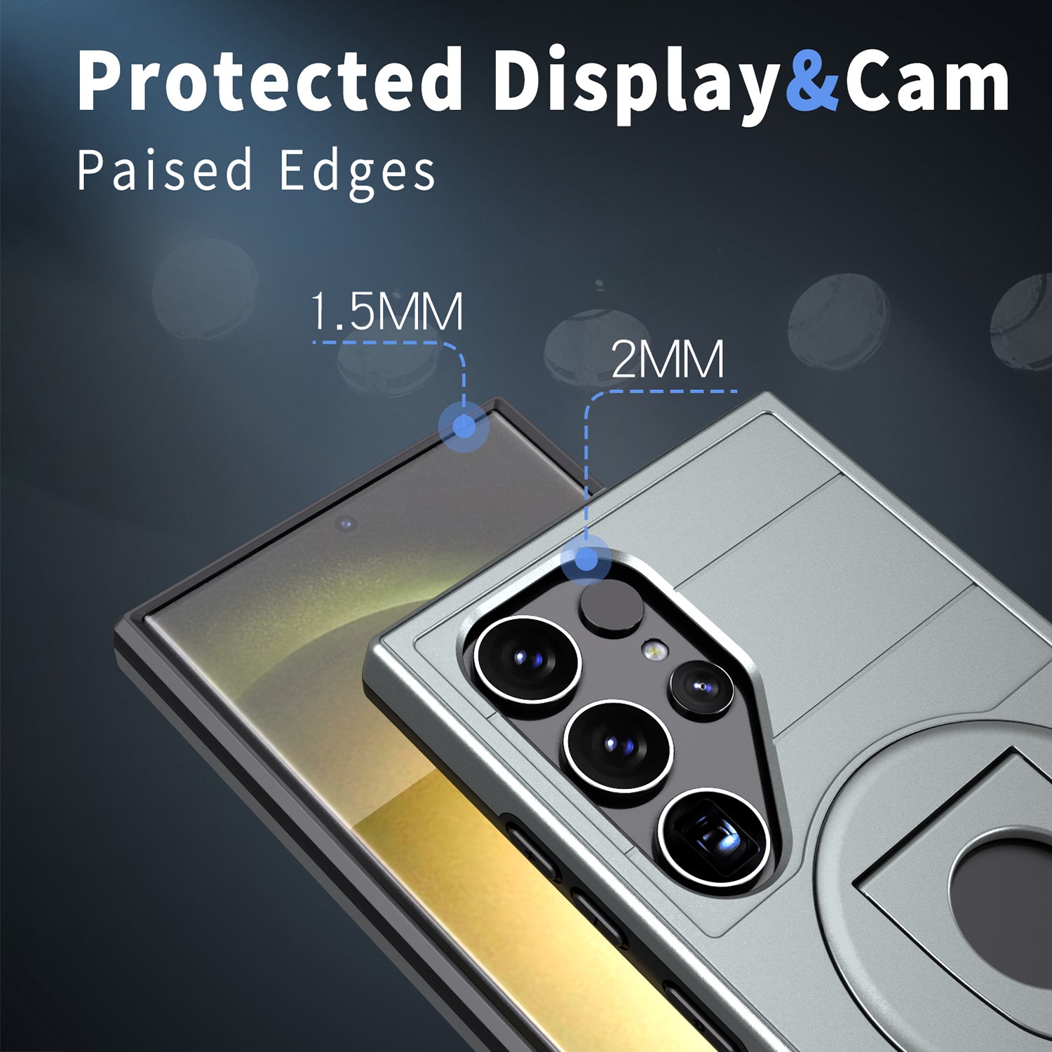Samsung Galaxy S24 Ultra Magnetic Scratch-Proof PC+TPU Phone Cover with Rotary Kickstand Case