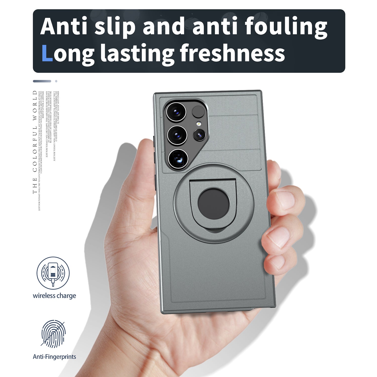 Samsung Galaxy S24 Ultra Magnetic Scratch-Proof PC+TPU Phone Cover with Rotary Kickstand Case