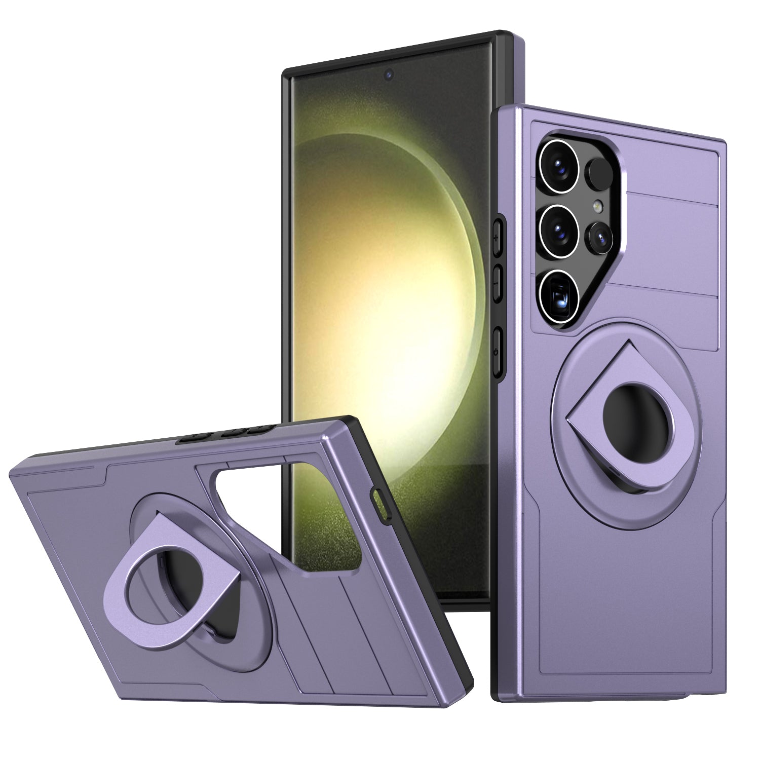 Samsung Galaxy S24 Ultra Magnetic Scratch-Proof PC+TPU Phone Cover with Rotary Kickstand Case