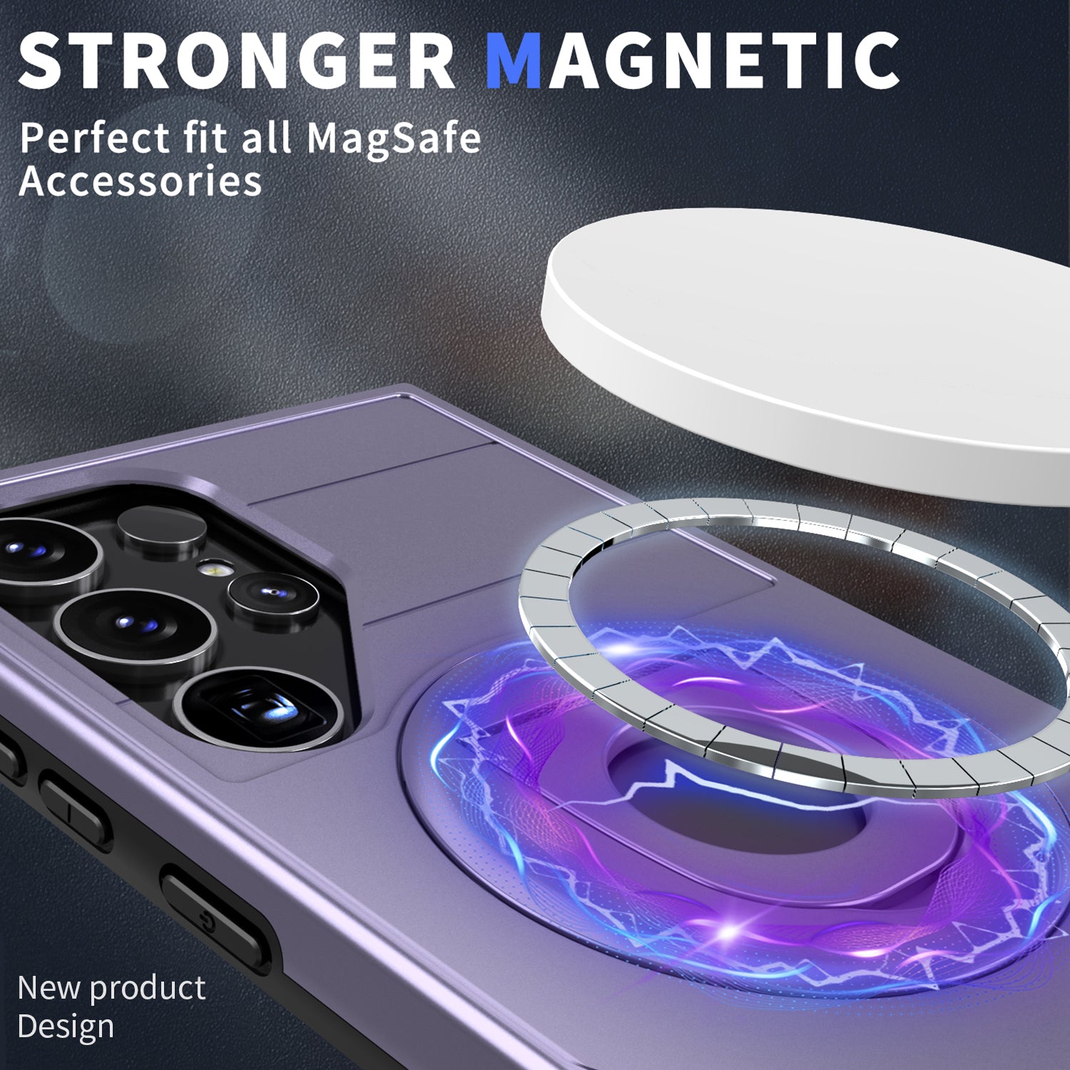 Samsung Galaxy S24 Ultra Magnetic Scratch-Proof PC+TPU Phone Cover with Rotary Kickstand Case