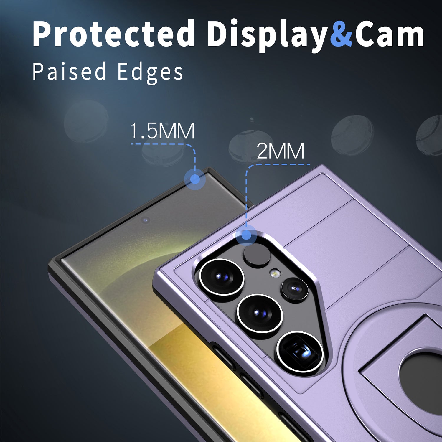 Samsung Galaxy S24 Ultra Magnetic Scratch-Proof PC+TPU Phone Cover with Rotary Kickstand Case