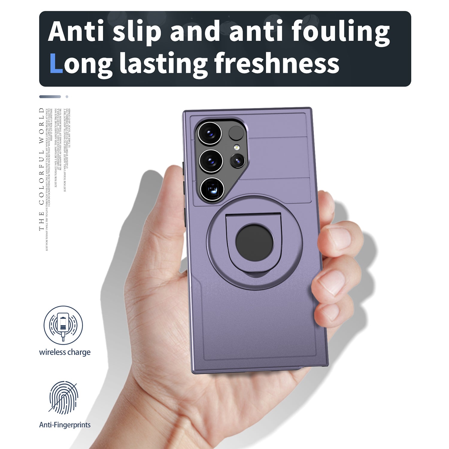 Samsung Galaxy S24 Ultra Magnetic Scratch-Proof PC+TPU Phone Cover with Rotary Kickstand Case