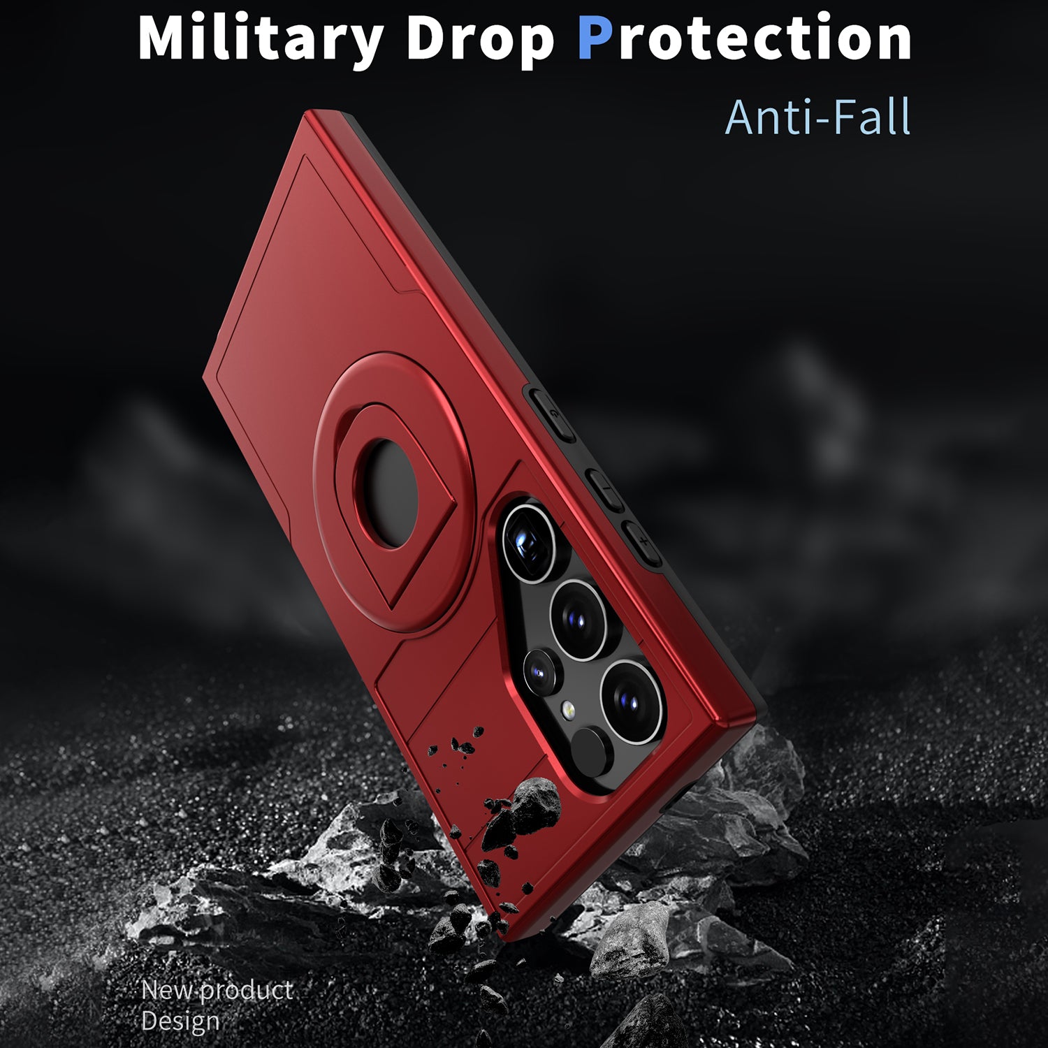 Samsung Galaxy S24 Ultra Magnetic Scratch-Proof PC+TPU Phone Cover with Rotary Kickstand Case