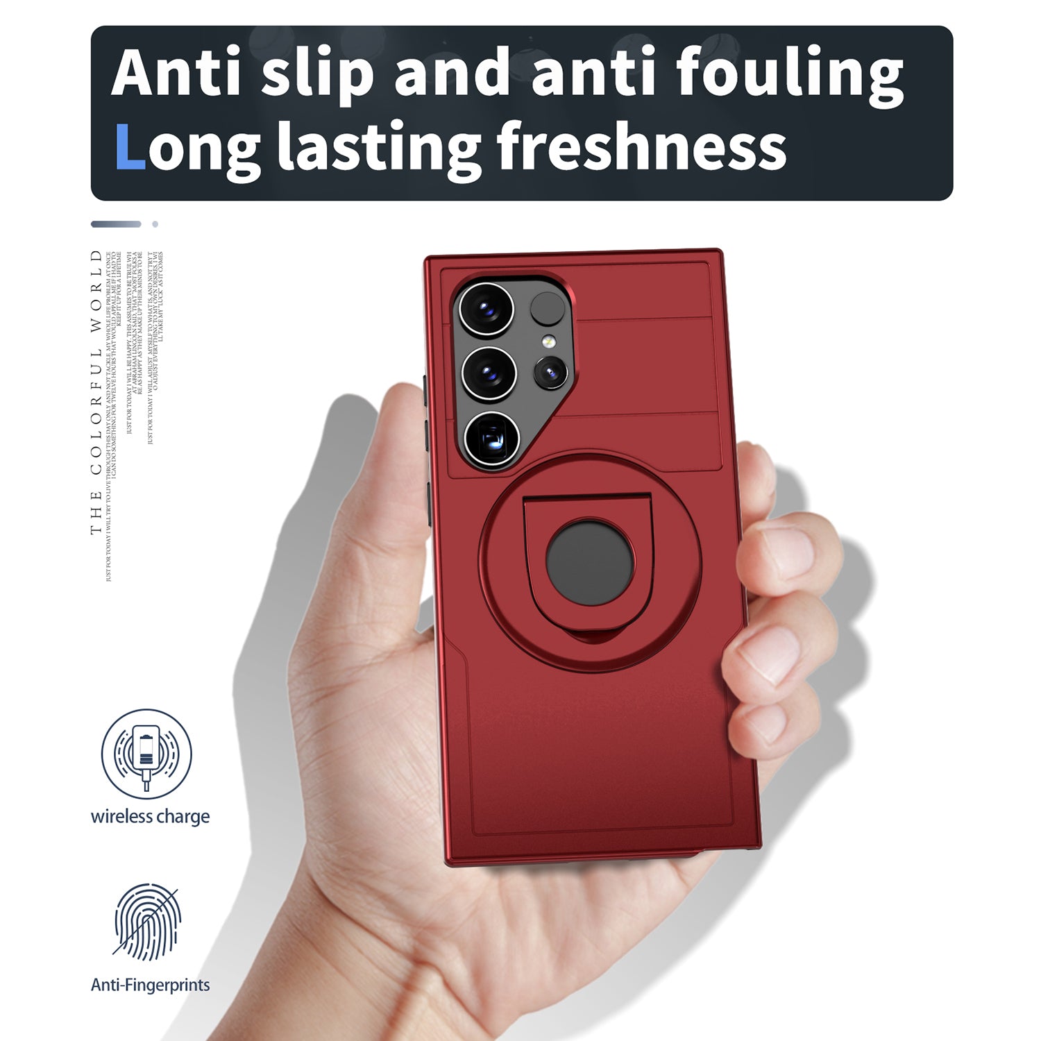 Samsung Galaxy S24 Ultra Magnetic Scratch-Proof PC+TPU Phone Cover with Rotary Kickstand Case