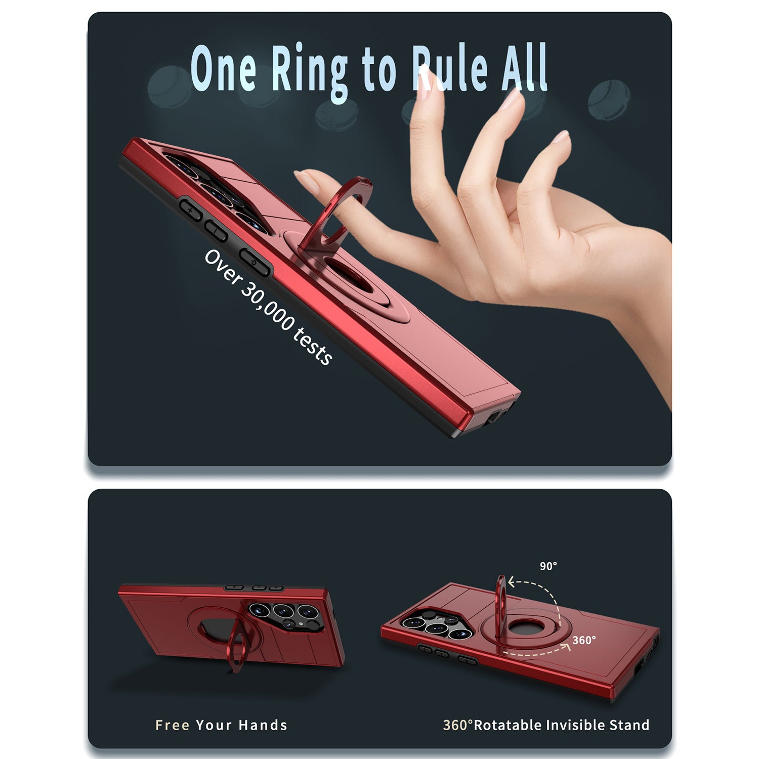 Samsung Galaxy S24 Ultra Magnetic Scratch-Proof PC+TPU Phone Cover with Rotary Kickstand Case