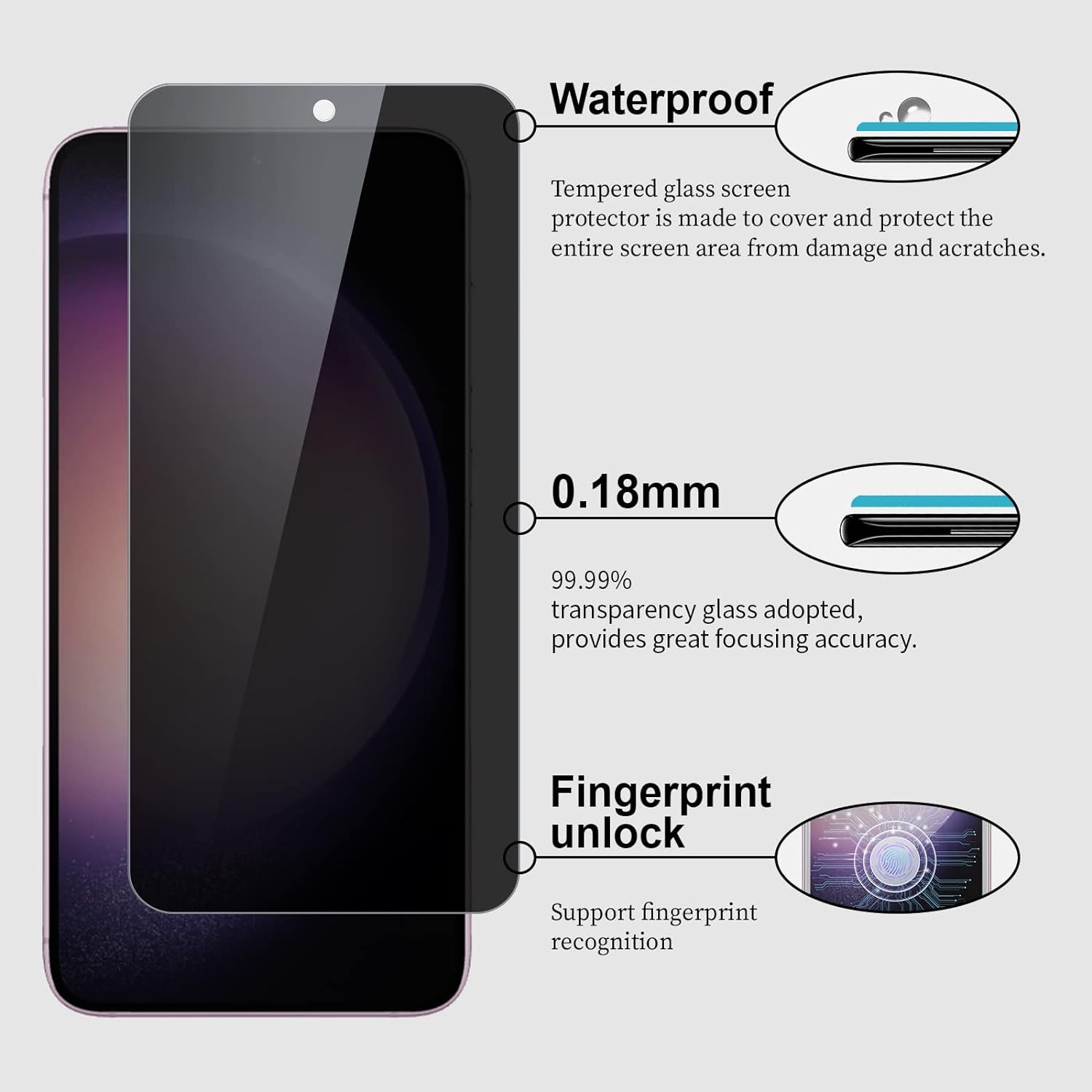 Samsung Galaxy S24 Privacy 10 PCS Tempered Glass