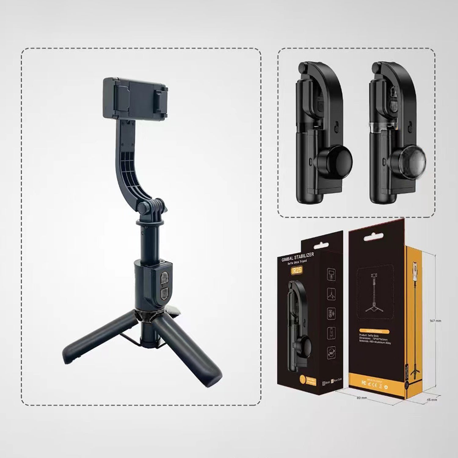 Keel Reinforced Tripod Bluetooth 360 Degree Rotation Selfie Timer With Detachable Wireless Remote Control