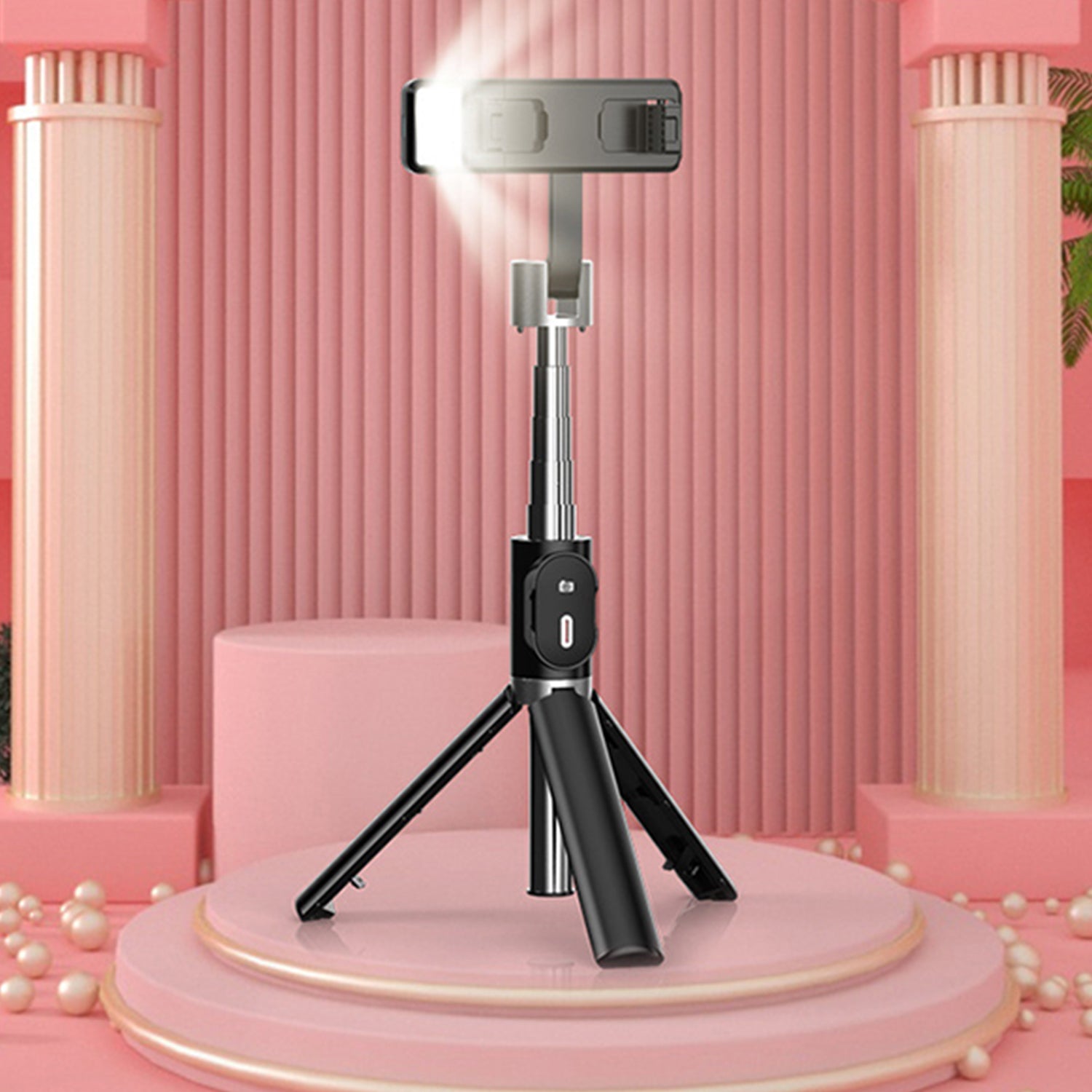 Tripod Bluetooth 360 Degree Rotation Self Timer with Remote Control and Fill-in Light for ios&Android