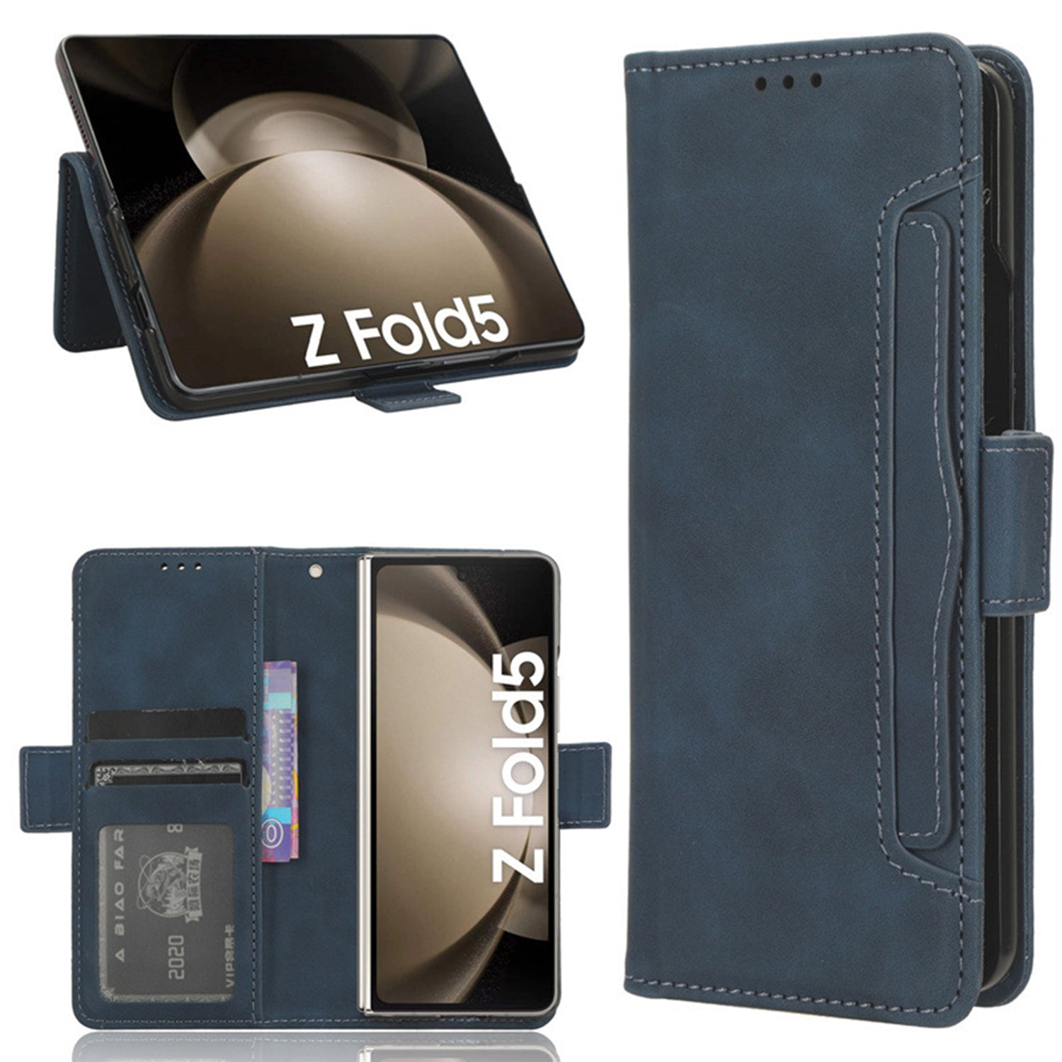 Samsung Galaxy Z Fold 5 Multi Slot Leather Cover Case