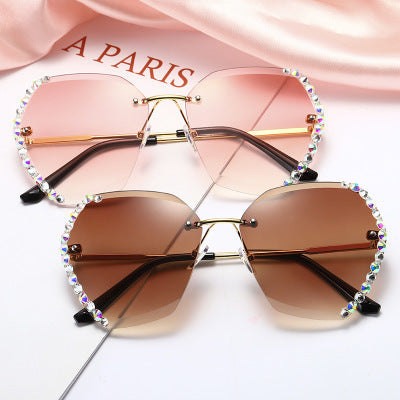 Diamond rimless crystal with cut edges for UV protection Sunglasses(9032*Xi)