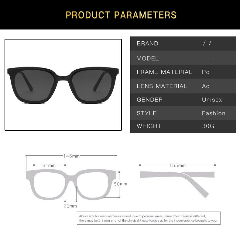 Korean version of premium  black frame Sunglasses(9028*Gu)