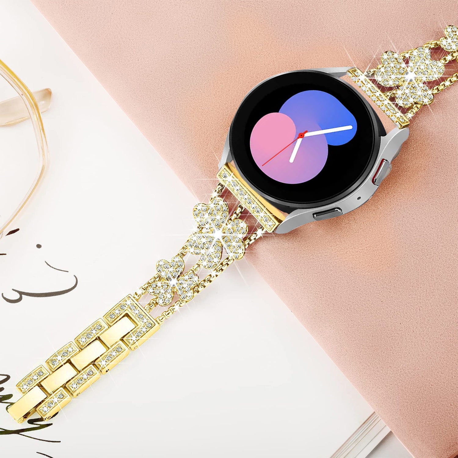 20mm Samsung Galaxy Clover Set diamonds Metal Strap