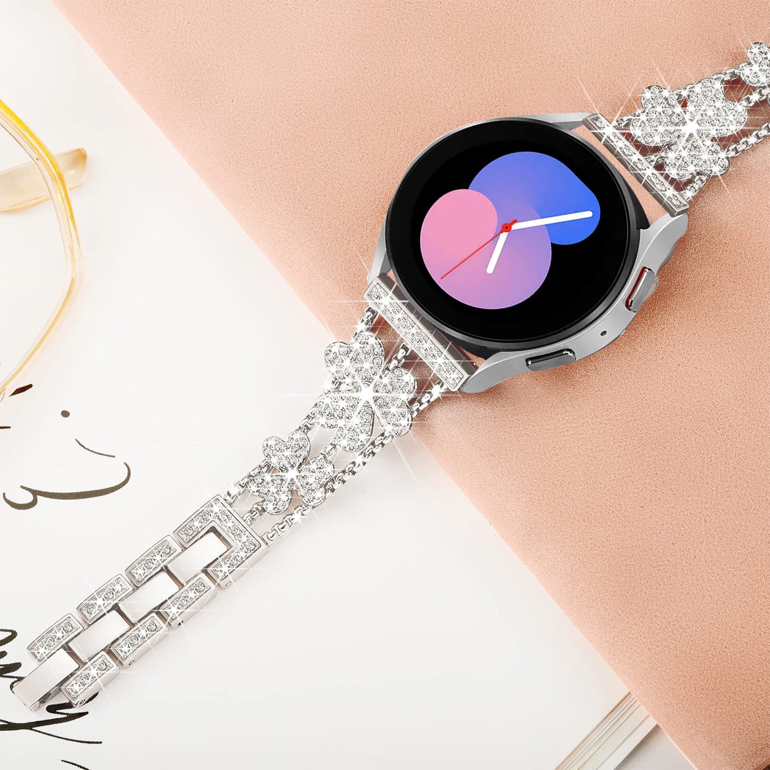 20mm Samsung Galaxy Clover Set diamonds Metal Strap
