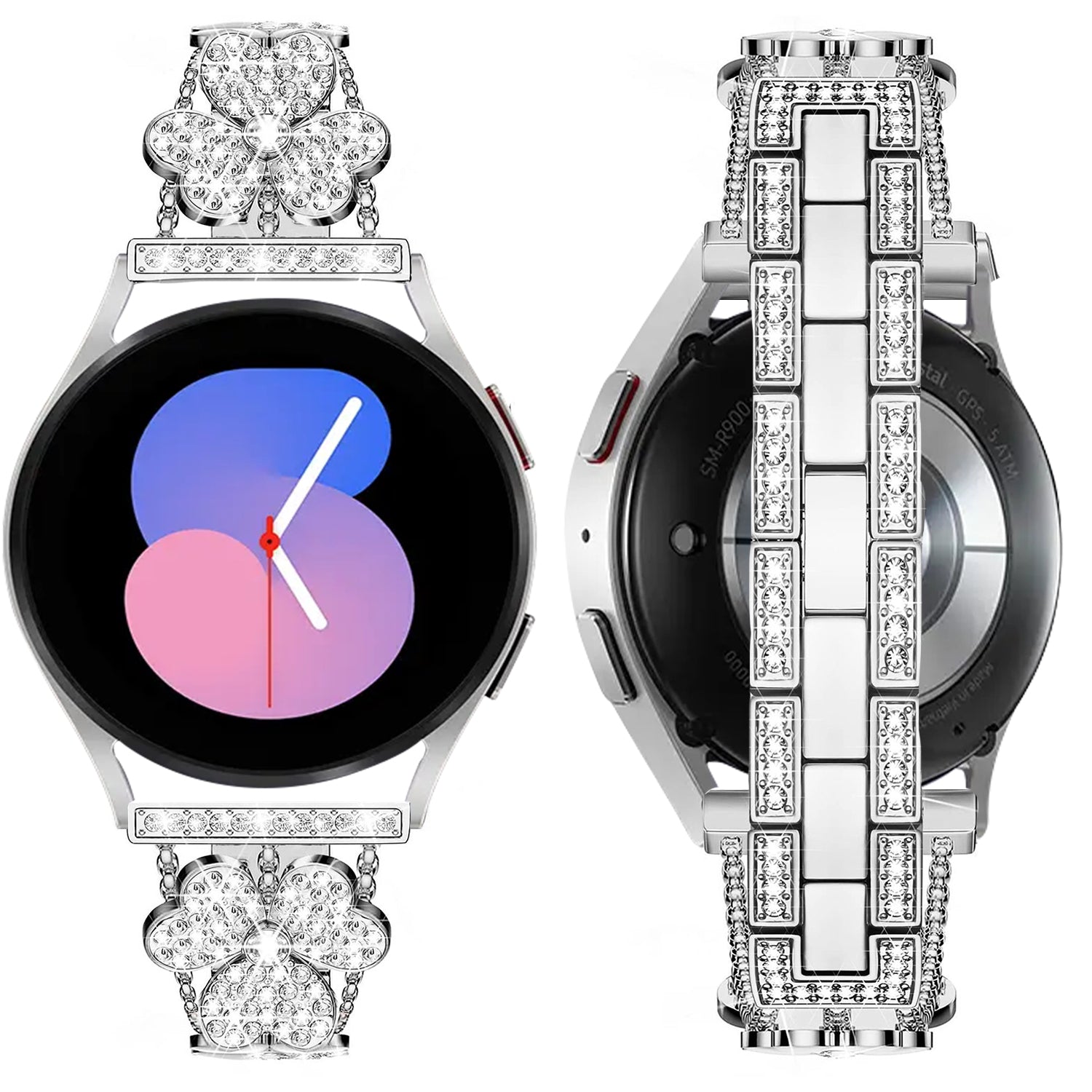 22mm Samsung Galaxy Clover Set diamonds Metal Strap