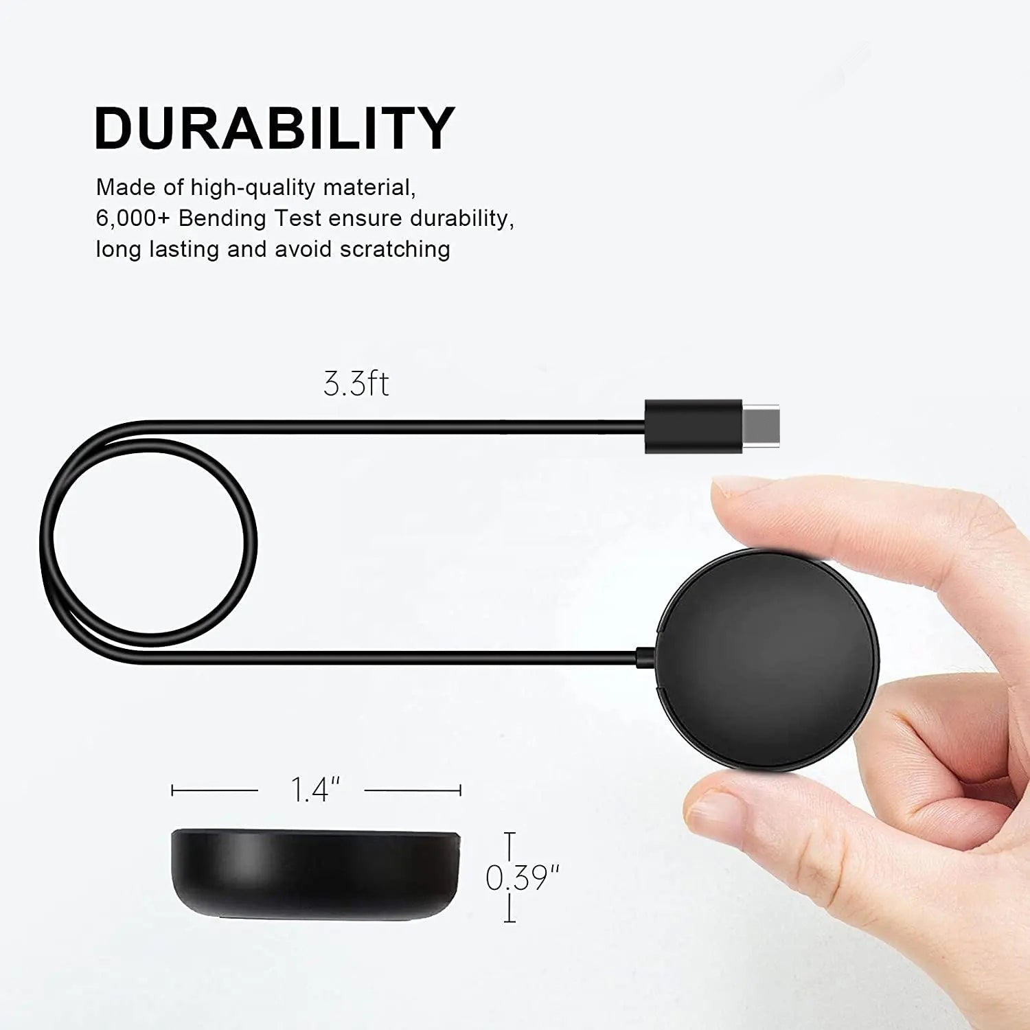 Samsung Galaxy Watch 3/4/watch 5 Pro Watch Type-C Cable Magnetic Wireless Charging Cradle Dock Adapter-Black