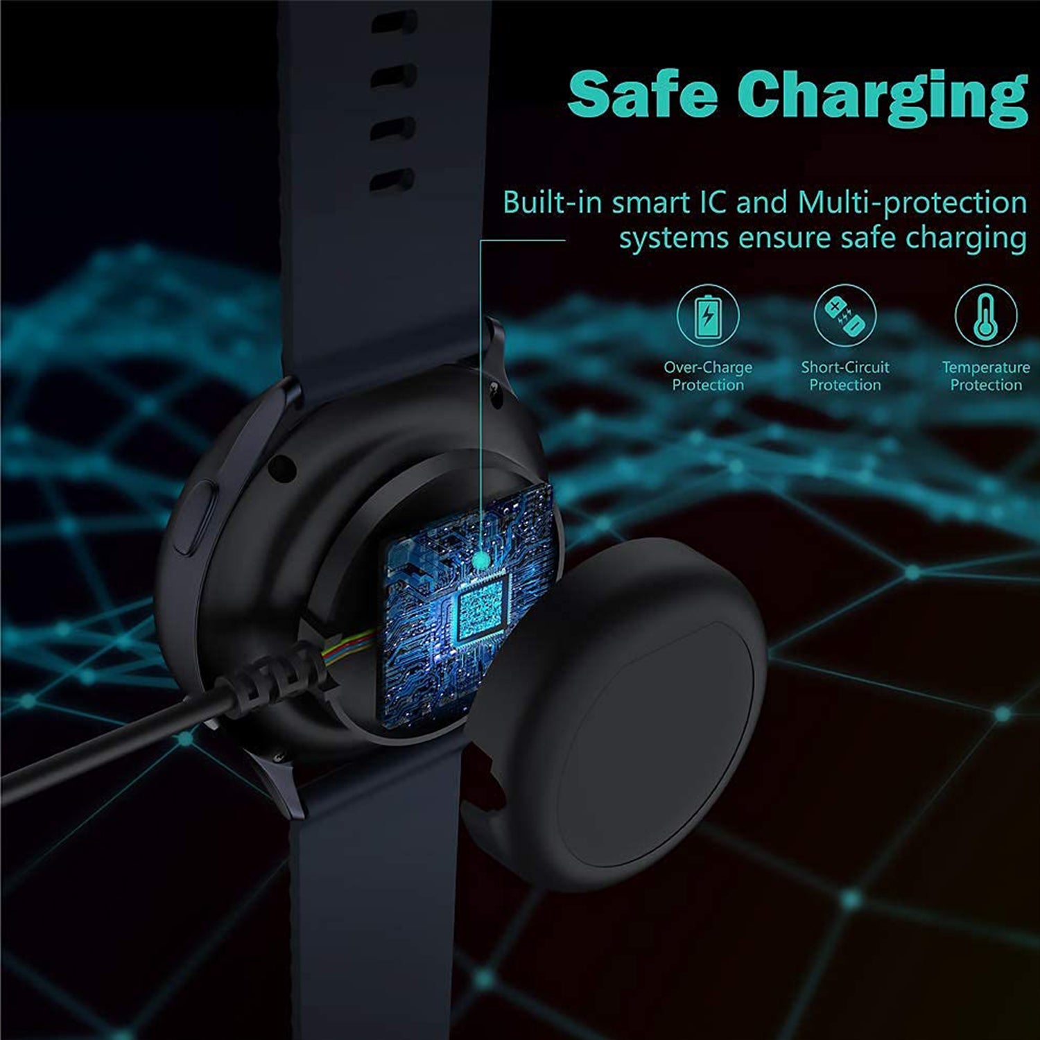Samsung Galaxy Watch 3/4/watch 5 Pro Watch Type-C Cable Magnetic Wireless Charging Cradle Dock Adapter-Black