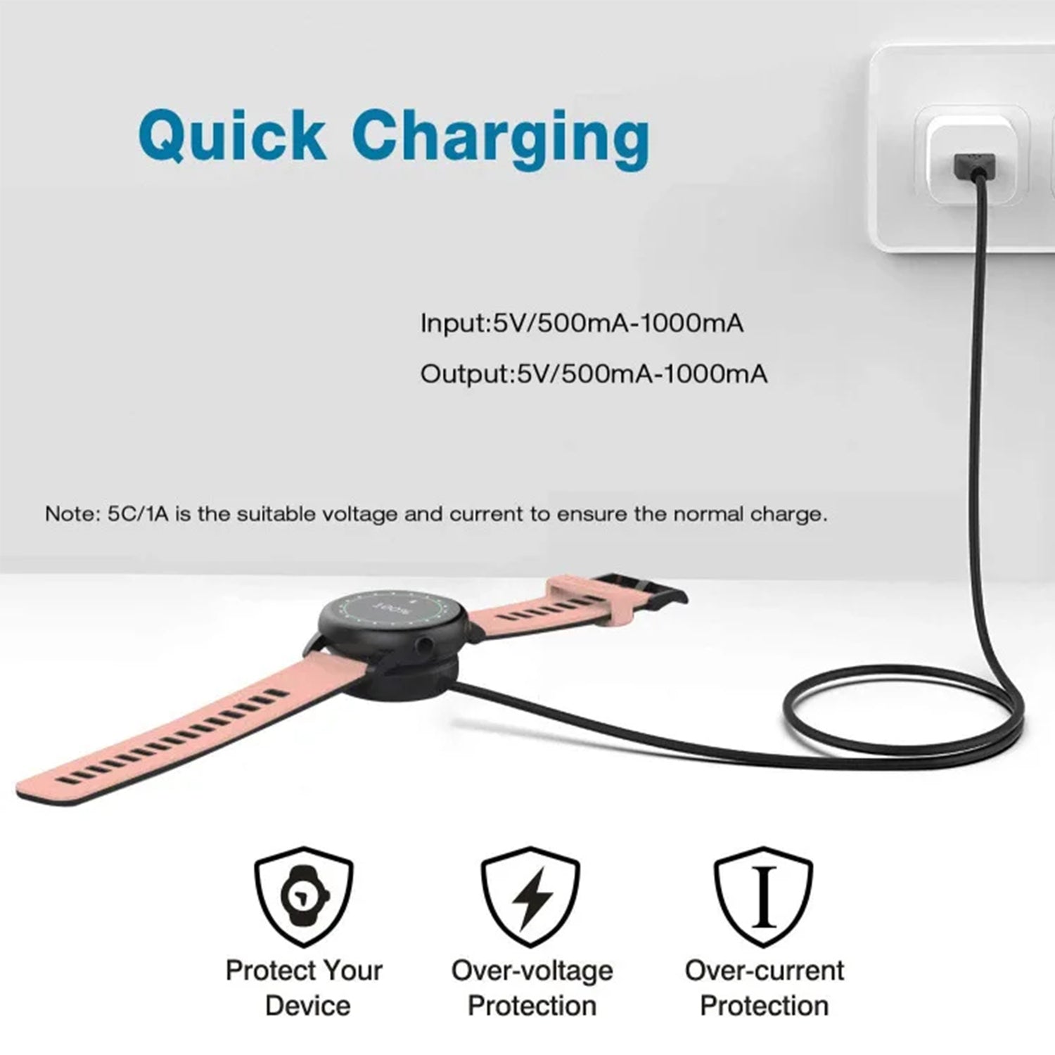 Samsung Galaxy Watch 3/4/watch 5 Pro Watch Type-C Cable Magnetic Wireless Charging Cradle Dock Adapter-Black