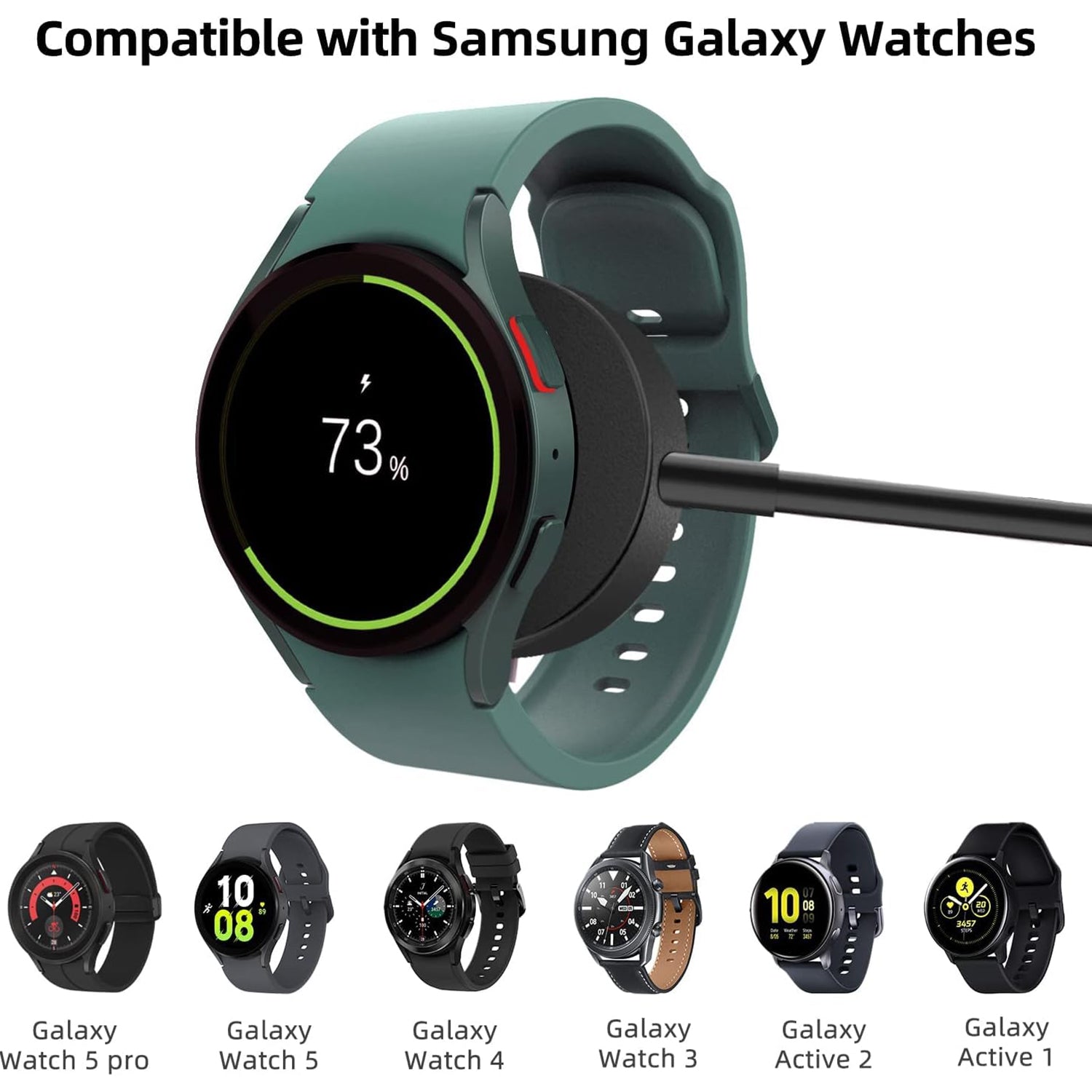 Samsung Galaxy Watch 3/4/watch 5 Pro Watch Type-C Cable Magnetic Wireless Charging Cradle Dock Adapter-Black