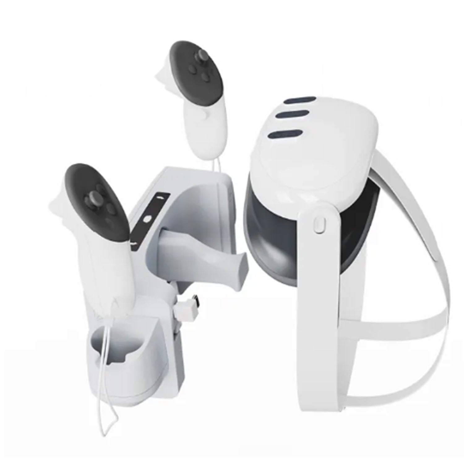 Wall/desktop Charging Base Accessory for Meta Quest 3 VR Glasses and Controller-White