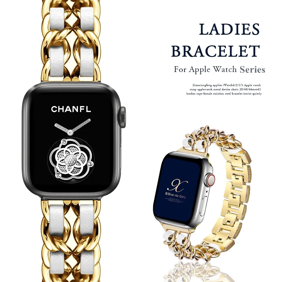 42/44/45mm Apple Watch  Stainless Steel Denim Chain Watch Strap Series 9/SE/7/6/5/4/3/2/1
