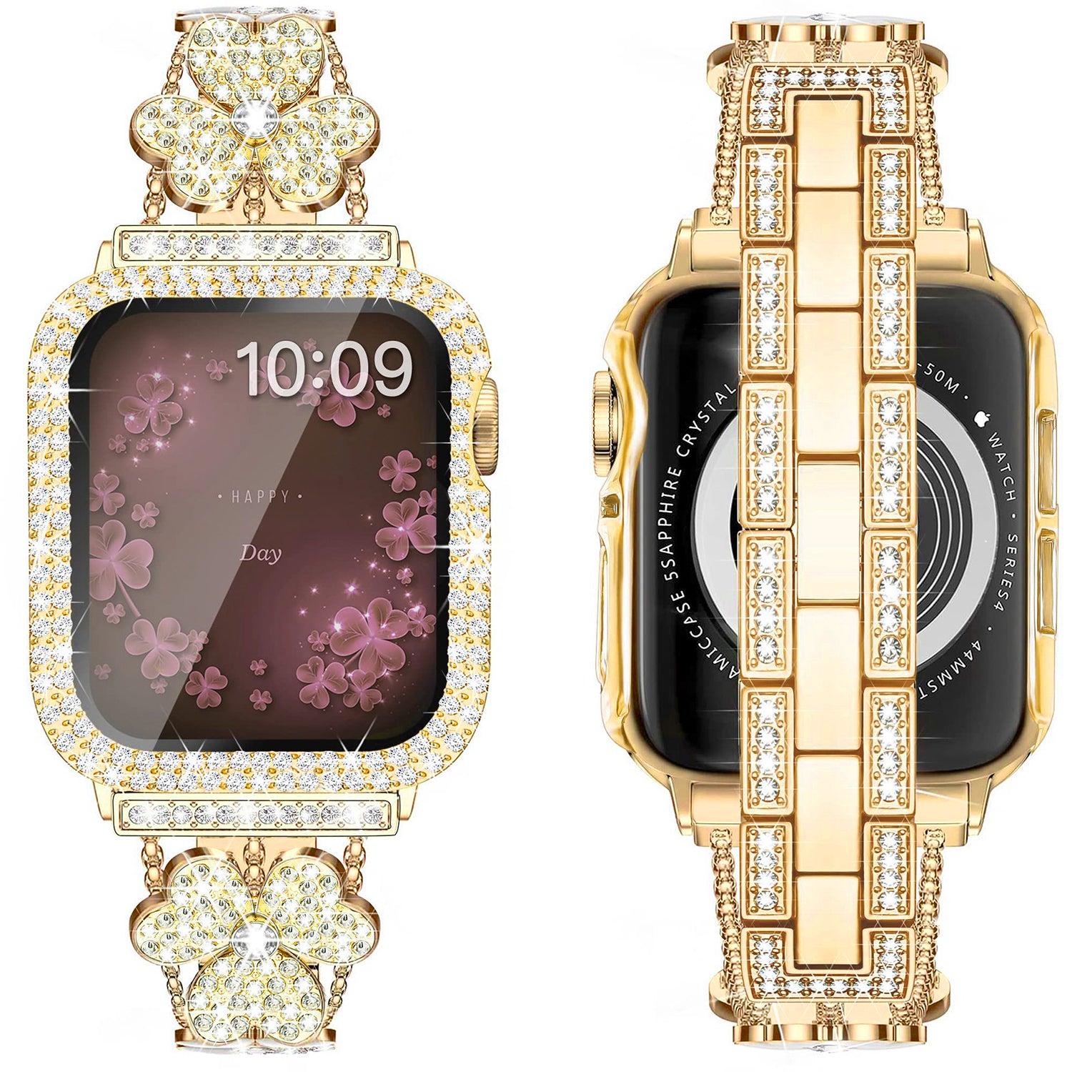38/40/41mm Apple Watch Clover Set diamonds Metal Strap Series SE/7/6/5/4/3/2/1