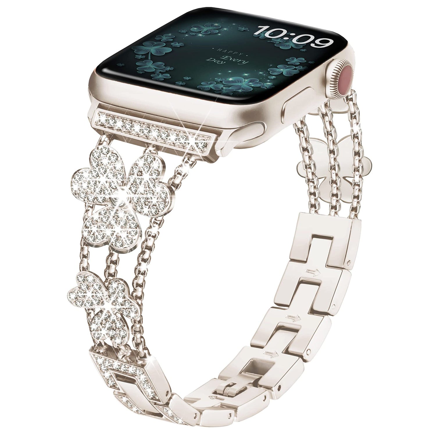 38/40/41mm Apple Watch Clover Set diamonds Metal Strap Series SE/7/6/5/4/3/2/1