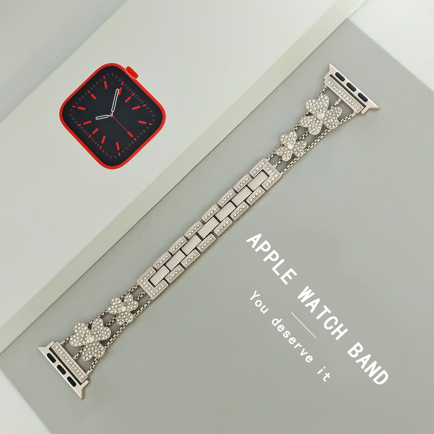 38/40/41mm Apple Watch Clover Set diamonds Metal Strap Series SE/7/6/5/4/3/2/1