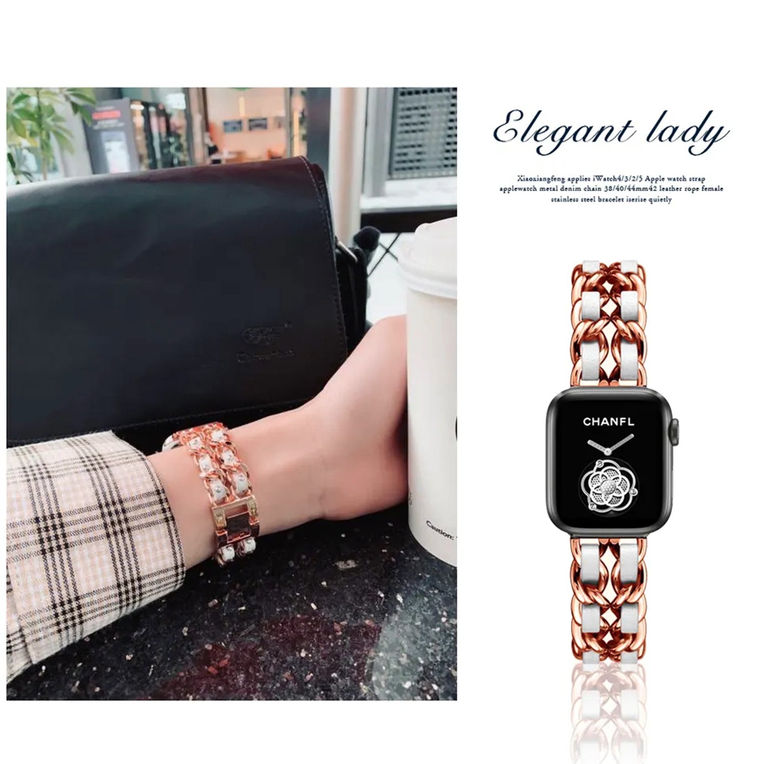42/44/45mm Apple Watch  Stainless Steel Denim Chain Watch Strap Series 9/SE/7/6/5/4/3/2/1