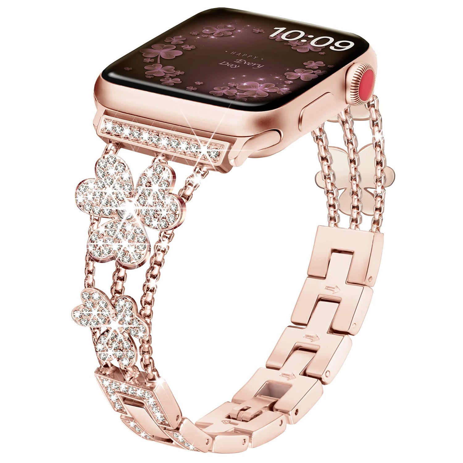 38/40/41mm Apple Watch Clover Set diamonds Metal Strap Series SE/7/6/5/4/3/2/1