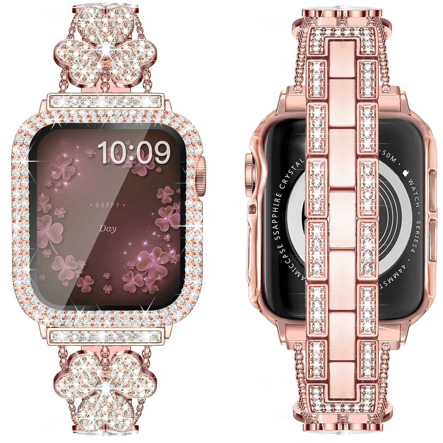 38/40/41mm Apple Watch Clover Set diamonds Metal Strap Series SE/7/6/5/4/3/2/1
