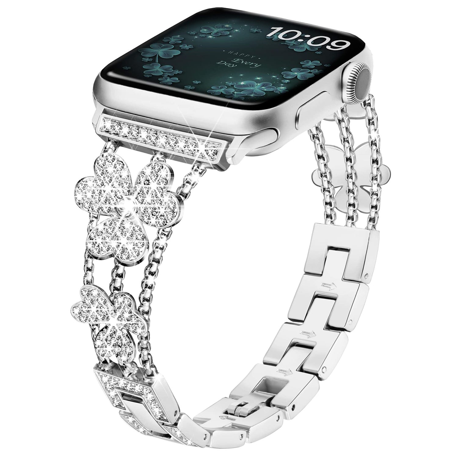 38/40/41mm Apple Watch Clover Set diamonds Metal Strap Series SE/7/6/5/4/3/2/1