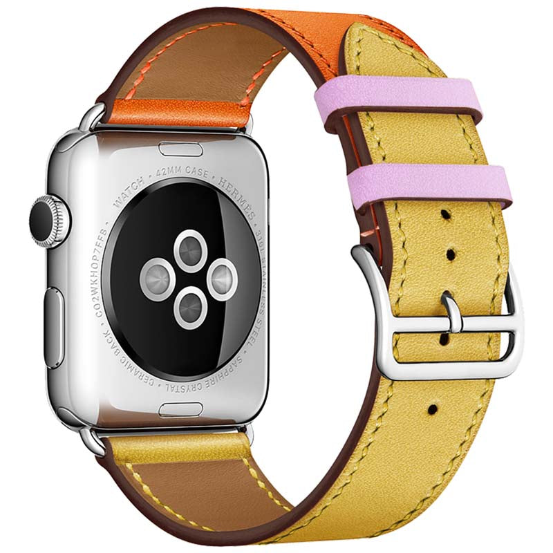 42/44/45/49 mm Color series leather strap suitable for Apple watch8/7/6/SE/5/4/3/2/1