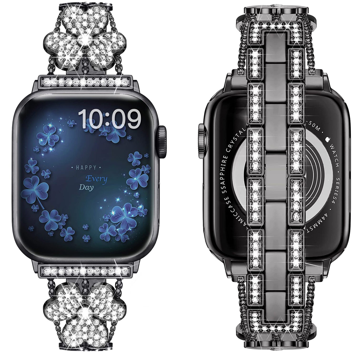 42/44/45mm Apple Watch Clover Set diamonds Metal Strap Series 9/SE/7/6/5/4/3/2/1