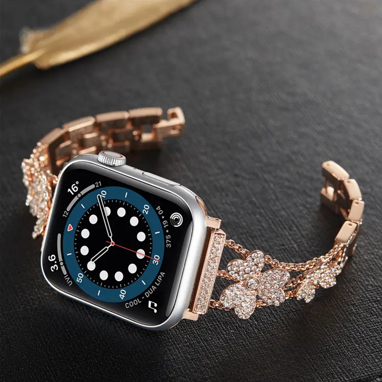 42/44/45mm Apple Watch Clover Set diamonds Metal Strap Series 9/SE/7/6/5/4/3/2/1