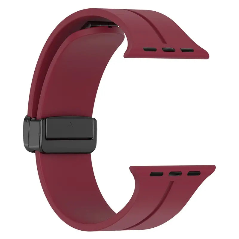42/44/45/49mm Apple Watch Folding Magnetic Buckle Silicone Strap Series 9/SE/7/6/5/4/3/2/1