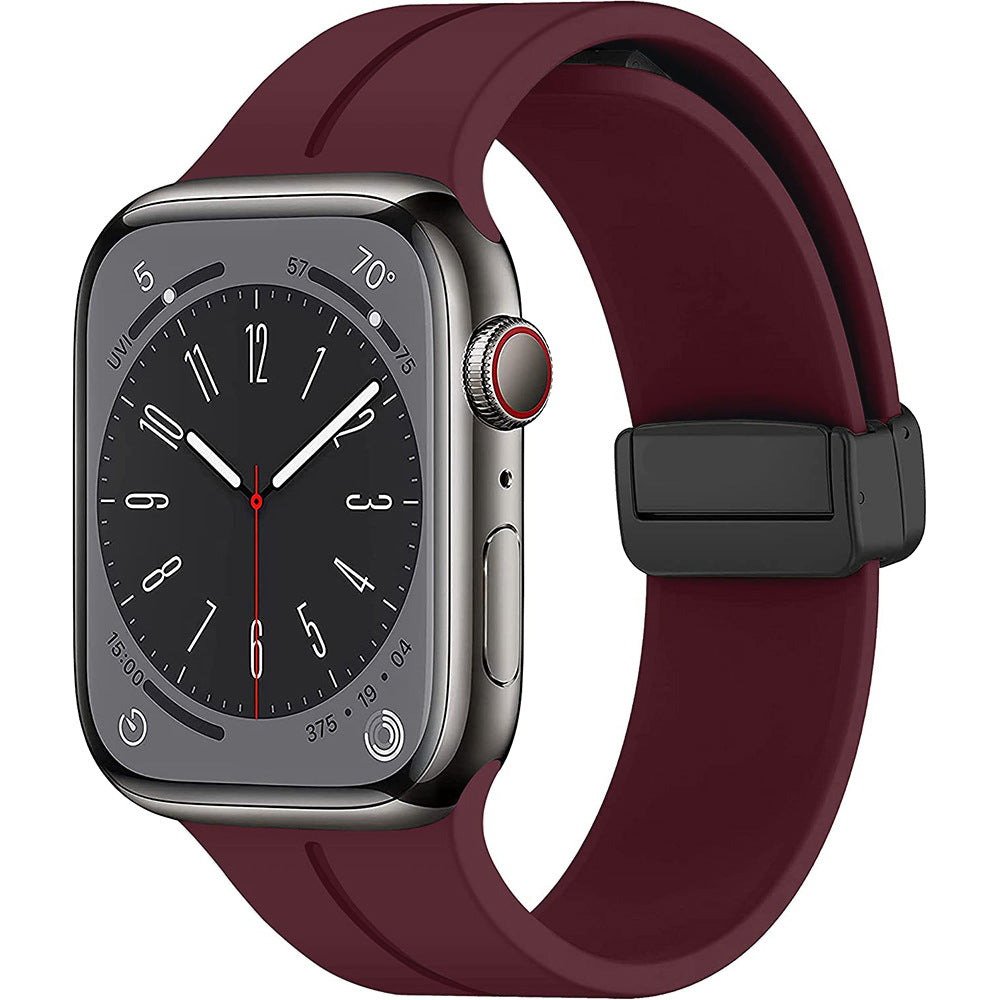 42/44/45/49mm Apple Watch Folding Magnetic Buckle Silicone Strap Series 9/SE/7/6/5/4/3/2/1